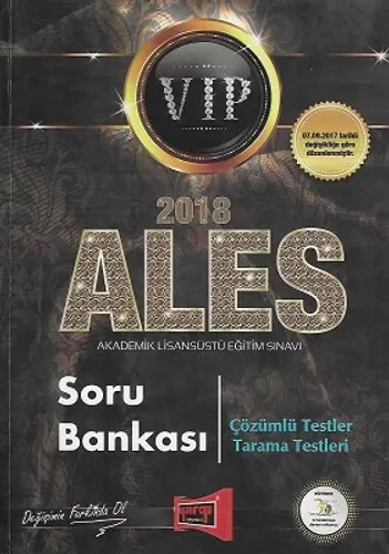 ALES 2018 Soru Bankası Vip Akademik Lisansüstü Eğitim Sınavı Yargı Yayınevi