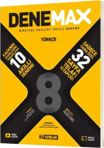 HIZ YAYINLARI DENEMAX 8. DINIF TÜRKÇE 10 LU AKILLI DENEME