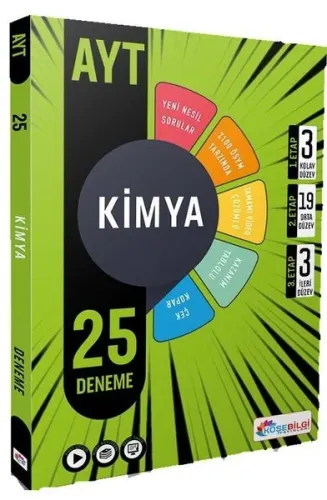 Köşebilgi Yayınları AYT Kimya 25 Deneme Video Çözümlü