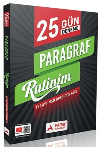 Paraf Akademi TYT 25 Günde Rutin Paragraf Branş Denemeleri