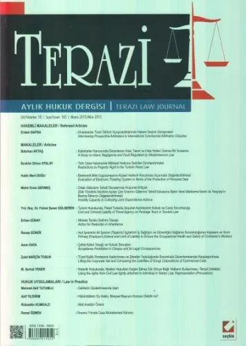 Terazi Aylık Hukuk Dergisi Mayıs 2015-Sayı 105- Cilt 10