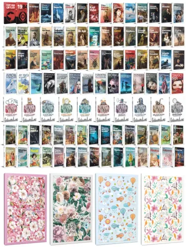 99 Dünya Klasiği ve Çiçekli Çizgili Defter Seti -2 - Halkkitabevi