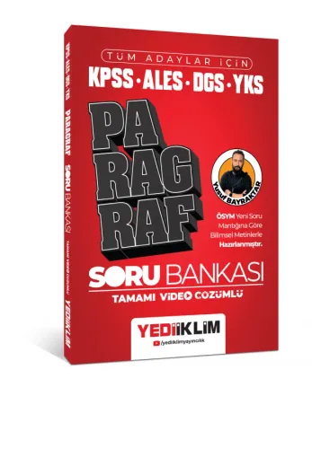 Yediiklim 2024 Tüm Adaylar İçin KPSS - ALES - DGS - YKS Tamamı Video Çözümlü Paragraf Soru Bankası