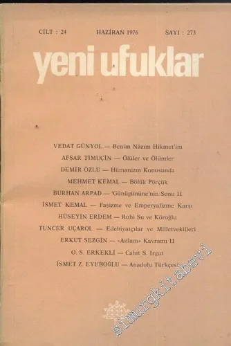 Yeni Ufuklar Aylık Sanat Fikir Dergisi - Sayı: 273, Haziran 1976