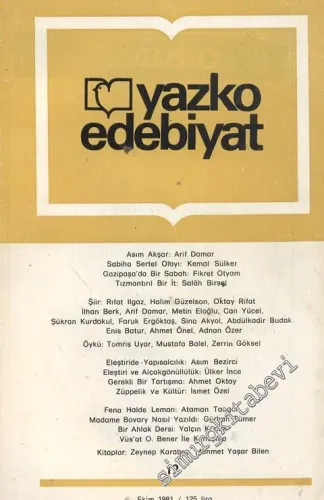 Yazko Edebiyat Dergisi - Sayı: 12      Ekim 1981