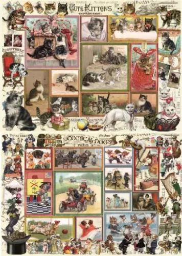 Anatolian Puzzle 2x500 Parça Sevimli Kediler - Komik Köpekler 3611