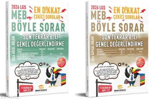 Sinan Kuzucu 8. Sınıf LGS Son Tekrar 8'li Genel Değerlendirme Sınavı Seti (Sayısal - Sözel) 2026
