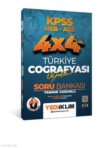 Yediiklim Yayınları 2025 KPSS MEB AGS 4X4 Öğreten Türkiye Coğrafyası Tamamı Çözümlü Soru Bankası