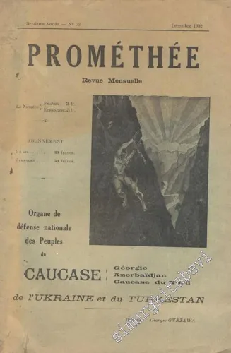 Prométhée - Organe de défense nationale des  Peuples du Caucase de l'Ukraine et du Turkestan -        1933