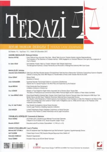 Terazi Aylık Hukuk Dergisi Yıl:10 Sayı:112 Aralık 2015