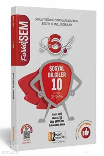 İsem Yayınları 6. Sınıf Farklı İsem Sosyal Bilgiler 10 Fasikül Deneme Çözümlü  İsem Yayın