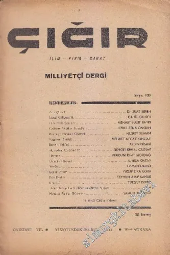 Çığır İlim - Fikir - Sanat Milliyetçi Dergi - Sayı: 139  14  12  Mayıs