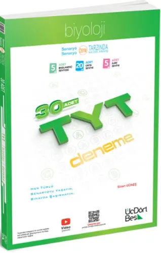ÜçDörtBeş Yayınları TYT Biyoloji 30 Deneme Erdinç Çakıroğlu