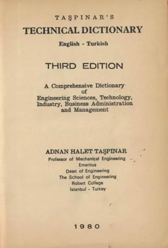 Taşpınar's Technical Dictionary English-Turkish Vural Savaş Taşpınar T