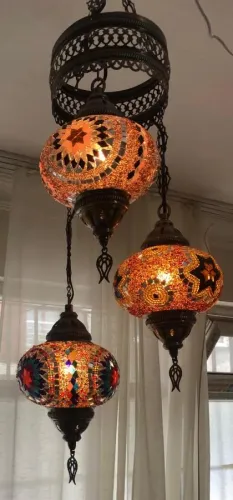 Expoze Otantik Osmanlı Dekoratif Mozaik 3'lü Set Lamba (no:3)