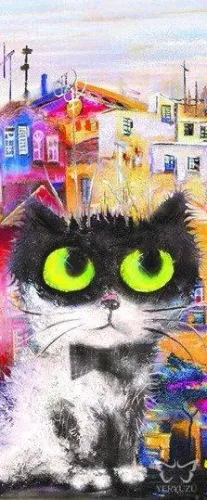Blue Focus Cute Cat - Puzzle