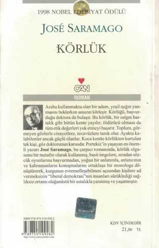 Körlük Jose Saramago Can Yayınları %55 indirimli