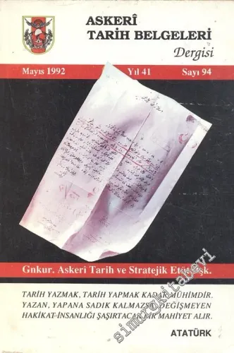 Militargeschichtliche Dokumente ( Askeri Tarih Belgeleri Dergisi ) - J