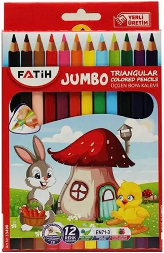 Fatih Jumbo Triangular Üçgen  Kuruboya 12 Renk Tam Boy