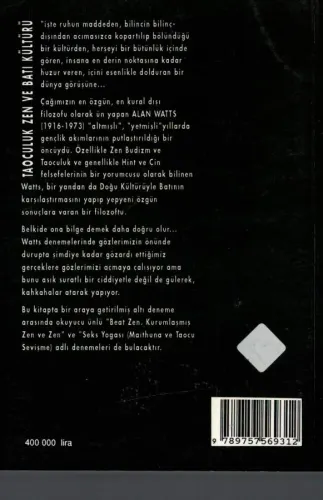 Taoculuk Zen ve Batı Kültürü Alan Watts Yol Yayınları %56 indirimli