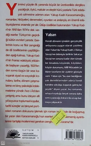 Yaban Bütün Eserleri 1 Yakup Kadri Karaosmanoğlu İletişim Yayınları %3
