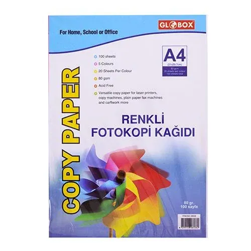 GLOBOX RENKLİ FOTOKOPİ KAĞIDI 100-LÜ