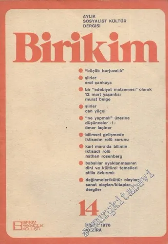 Birikim Aylık Sosyalist Kültür Dergisi - Sayı: 14, Nisan 1976