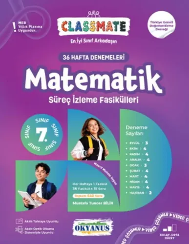 Okyanus Yayınları 7. Sınıf Matematik Classmate 36 Hafta Denemeleri Süreç İzleme Fasikülleri