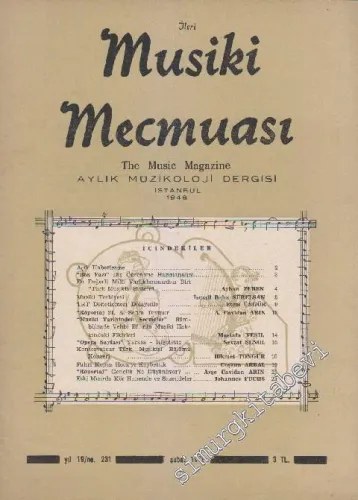 İleri Musiki Mecmuası Aylık Müzikoloji Dergisi  - Sayı: 231    Yıl: 19  Şubat