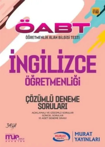 Murat KPSS ÖABT İngilizce Öğretmenliği Çözümlü Deneme Soruları 1192