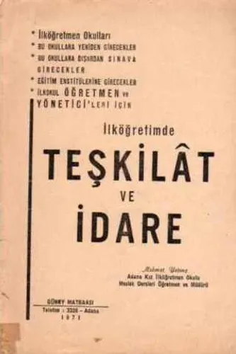 İlköğretimde Teşkilat ve İdare