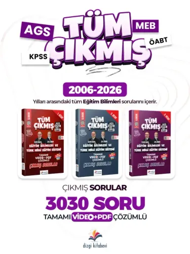 Dizgi Kitap Yayınları 2027 AGS Eğitim Bilimleri Çıkmış Sorular ve Türk Milli Eğitim Sistemi Çıkmış Sorular Video ve PDF Çözümlü