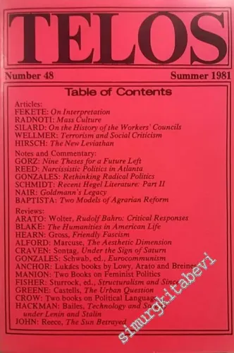 Telos: A Quarterly Journal of Radical Thought - 48      Summer  1981
