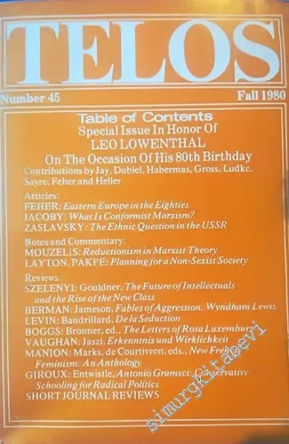 Telos: A Quarterly Journal of Radical Thought - 45      Fall  1980
