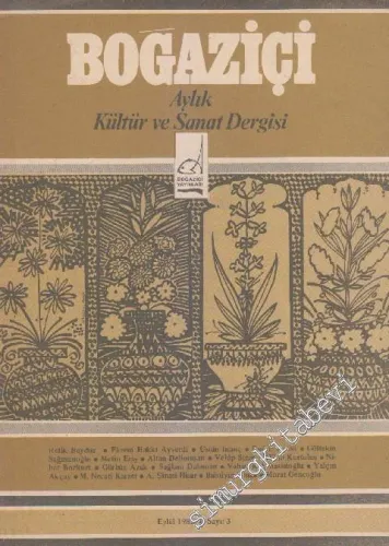 Boğaziçi Aylık Kültür  ve Sanat Dergisi  - Sayı: 3      Eylül 1982