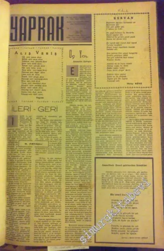 Yaprak Fikir Sanat Gazetesi - Sayı: 1 - 29 Sayı ; Yıl: 01 Ocak 1949 - 01 Şubat 1951 TAKIM -