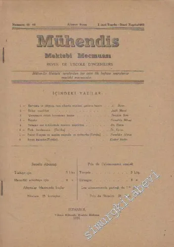 Mühendis Mektebi Mecmuası - Sayı: 65 - 66    Yıl: 6  1 inci Teşrin - 2 inci Teşrin