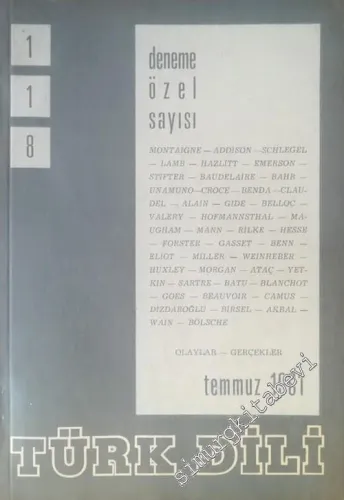 Türk Dili Dergisi Deneme Özel Sayısı - Sayı: 118      Temmuz 1961