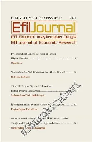 Efil Ekonomi Araştırmaları Dergisi - Sayı: 13   Cilt: 4