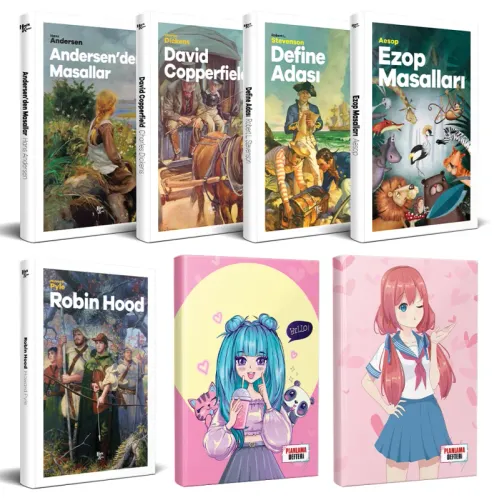 Çocuk Klasikleri 5li Kitap - Flying Kisses ve Catgirl Defter - Halkkit