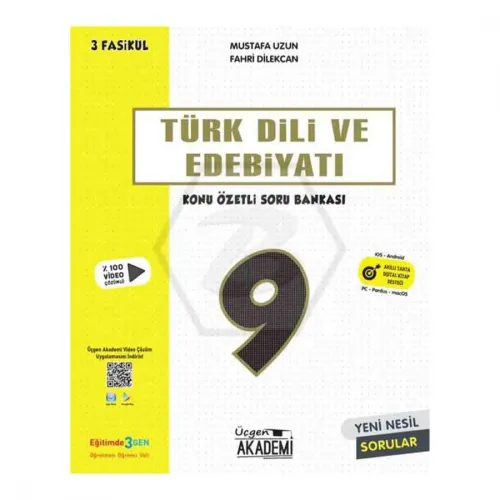 ÜÇGEN AKADEMİ 9.Sınıf TÜRK DİLİ VE EDEBİYATI Konu Özetli Soru Bankası 3 Fasikül