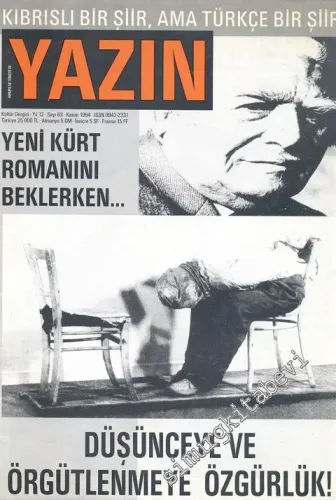 Avrupa'da ve Türkiye'de Yazın: Kültür Dergisi - İki Ayda Bir Yayınlanr - 63    12  Kasım 1994