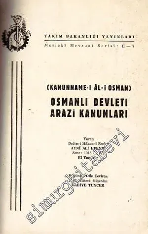 Osmanlı Devleti Arazi Kanunları (Kanunname - i Al - i Osman) -        1962