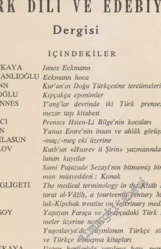 Türk Dili ve Edebiyatı Dergisi -   Cilt: 21    Aralık  1975