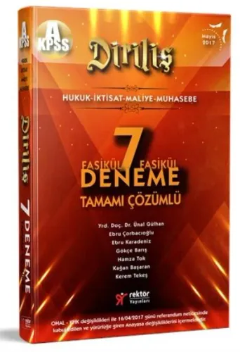 Rektör KPSS A Grubu Diriliş Tamamı Çözümlü 7 Fasikül Deneme