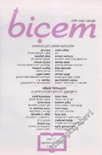 Biçem Aylık Yazın Dergisi - Sayı: 11      Ağustos - Eylül