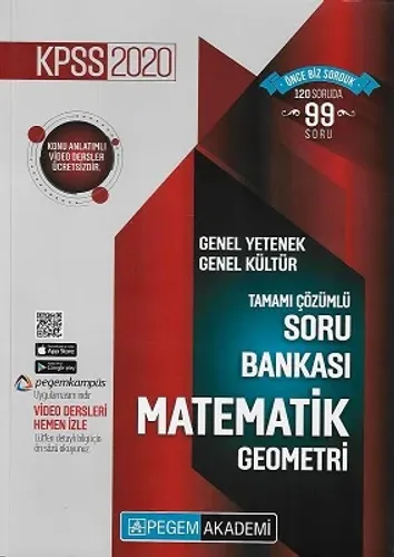 KPSS Genel Yetenek -Genel Kültür Soru Bankası Tamamı Çözümlü 2020 Matematik Geometri Pegem Akademi