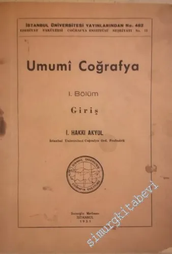 Umumi Coğrafya 1. Bölüm : Giriş -        1951