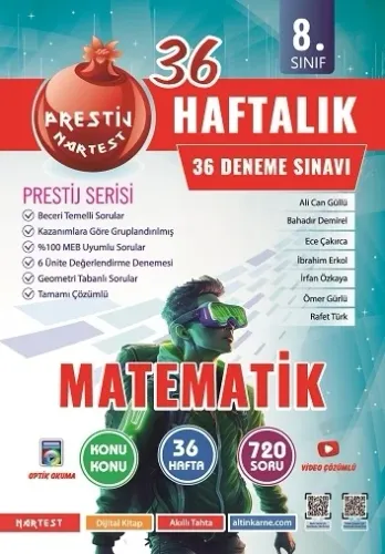 NARTEST 8. SINIF HAFTALIK MATEMATİK DENEMELERİ