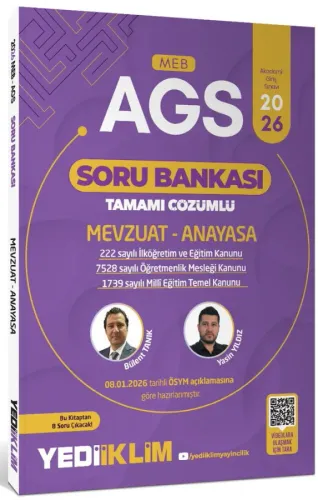 Yediiklim Yayınları 2026 MEB AGS Mevzuat ve Anayasa Tamamı Çözümlü Soru Bankası